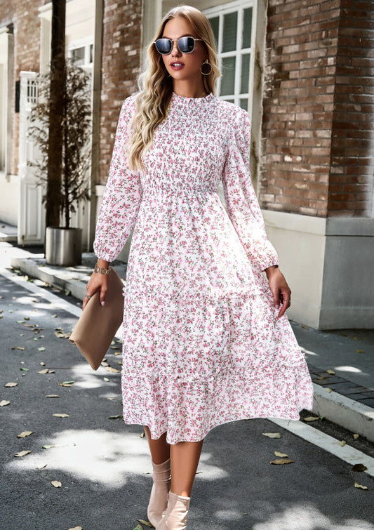 Women's holiday casual floral earring dress