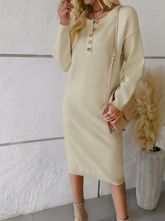 New casual round neck sweater dress