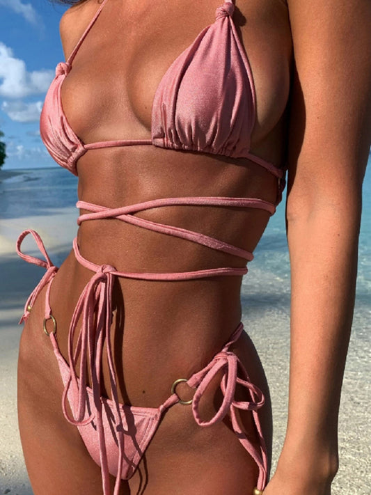Women's two-piece sexy strappy bikini swimsuit