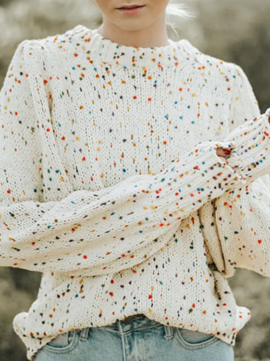 Women's colorful polka dot pullover long sleeve sweater